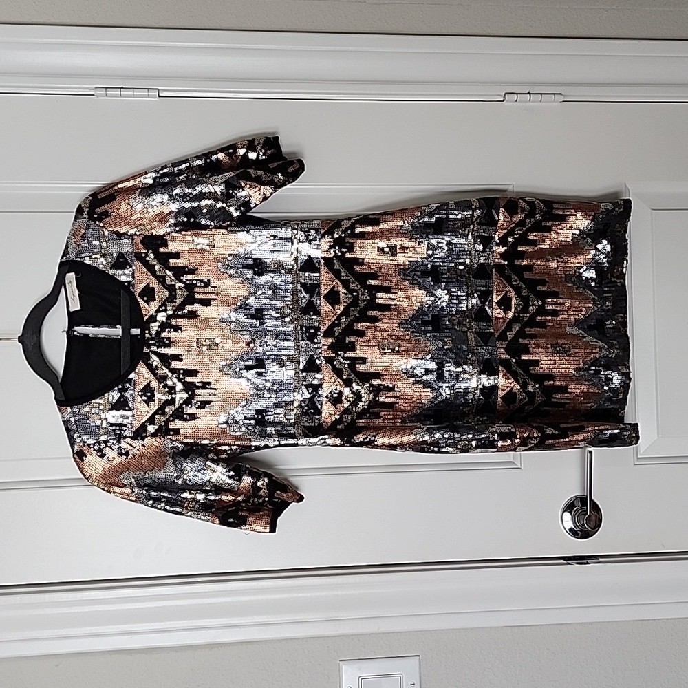 Pink and Black, Sequins Dress NYE, Size Small - Like Zara